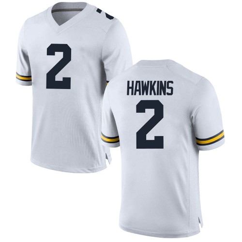 Brad Hawkins Michigan Wolverines Men's NCAA #2 White Game Brand Jordan College Stitched Football Jersey UXG0154VV